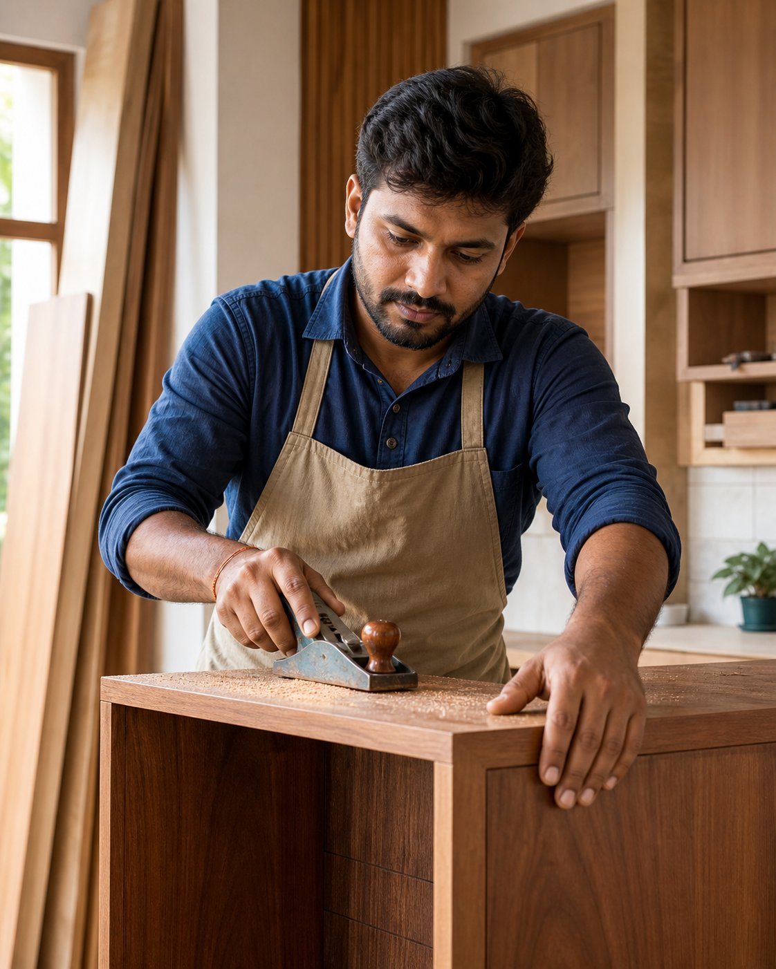 Carpenter completing skilled woodwork