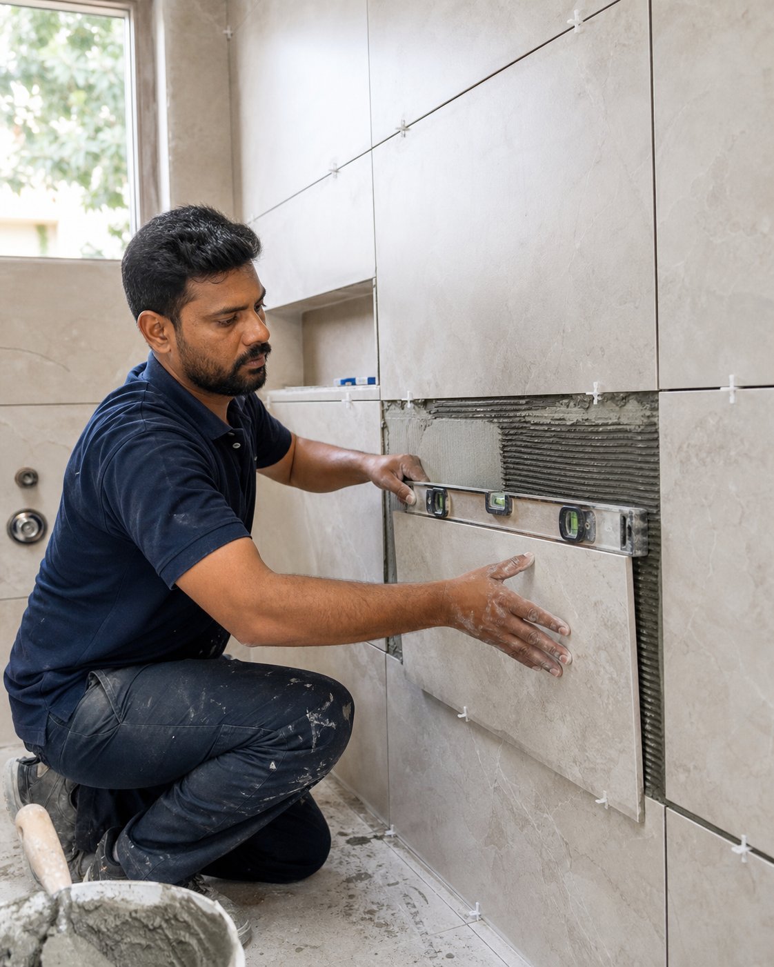 Local tile professional at work